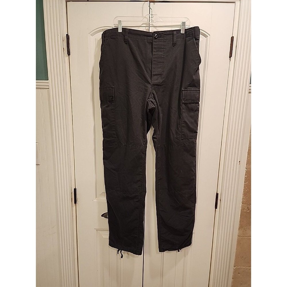 Tru Spec Tactical Pants Mens 38x34 Black Cargo Workwear Pockets Stretch Button